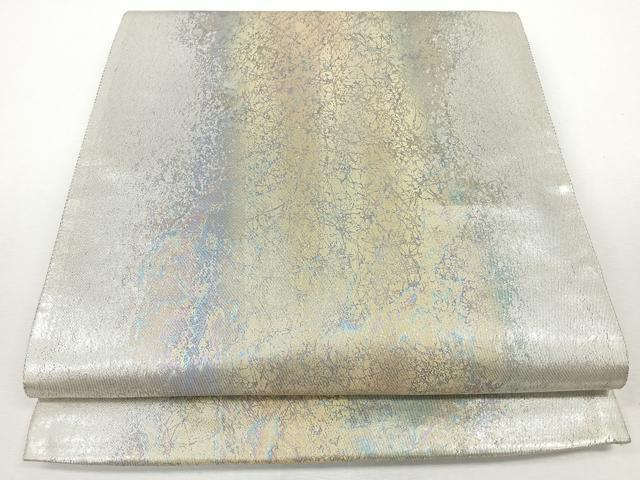 平和屋着物◎六通柄袋帯 霞文 銀糸 引箔 正絹 逸品 CABJ7681nb