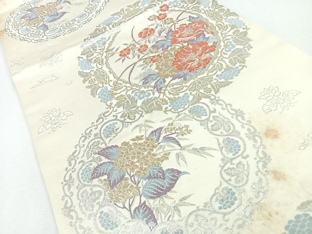 平和屋着物◎六通柄袋帯 花唐草文 金銀糸 正絹 逸品 CABJ7687nb
