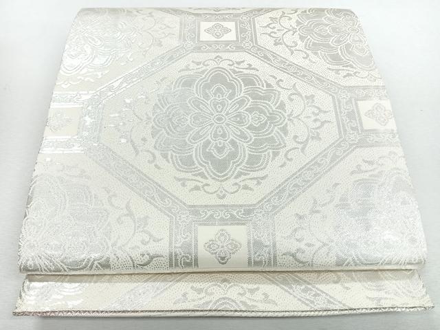 平和屋着物◎両面 六通柄袋帯 舞蝶文 銀糸 正絹 逸品 CABJ7695nb
