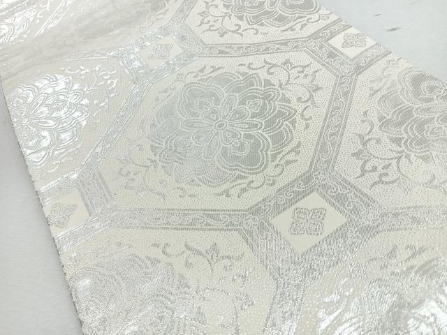 平和屋着物◎両面 六通柄袋帯 舞蝶文 銀糸 正絹 逸品 CABJ7695nb