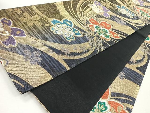 平和屋着物◎六通柄袋帯 舞花文 金糸 正絹 逸品 CABJ7696nb
