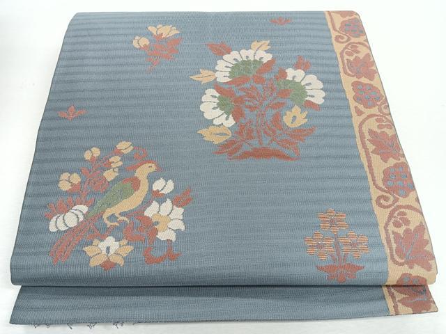 平和屋着物◎六通柄袋帯 花鳥文 正絹 逸品 CABJ7709nb