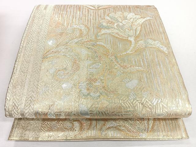 平和屋着物◎六通柄袋帯 花唐草文 金銀糸 正絹 逸品 CABJ7710nb