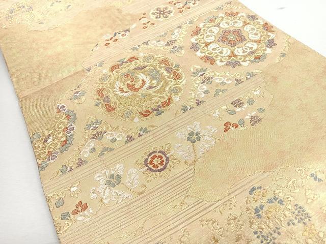 平和屋着物◎六通柄袋帯 唐織 花鳥文 金糸 正絹 逸品 CABJ7712nb
