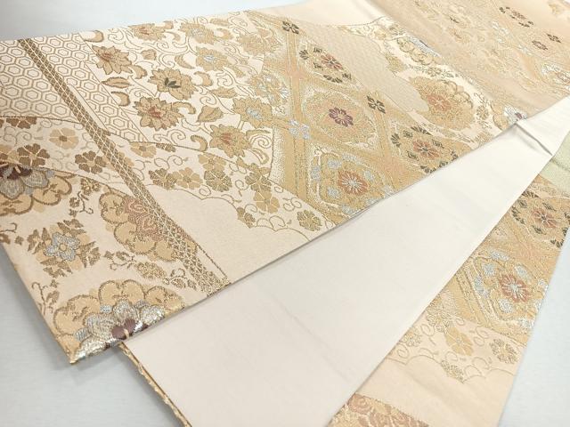 平和屋着物◎六通柄袋帯 花唐草文 金銀糸 正絹 逸品 CABJ7713nb