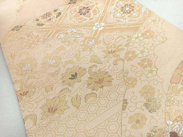 平和屋着物◎六通柄袋帯 花唐草文 金銀糸 正絹 逸品 CABJ7713nb
