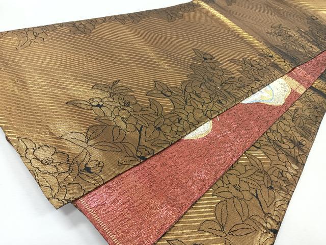 平和屋着物◎両面 六通柄袋帯 松 金銀糸 正絹 逸品 CABJ7719nb