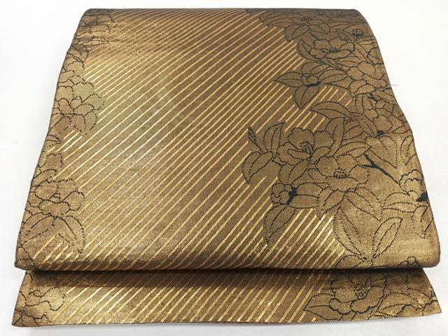 平和屋着物◎両面 六通柄袋帯 松 金銀糸 正絹 逸品 CABJ7719nb