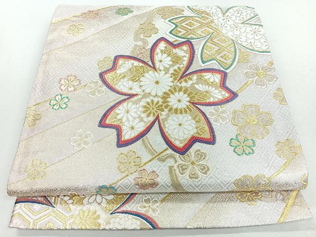 平和屋着物◎六通柄袋帯 唐織 舞花文 金糸 正絹 逸品 CABJ7722nb