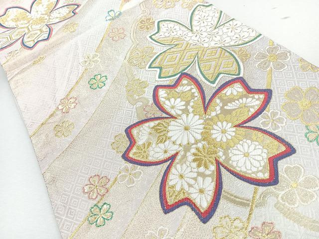 平和屋着物◎六通柄袋帯 唐織 舞花文 金糸 正絹 逸品 CABJ7722nb