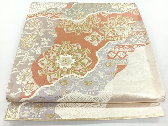 平和屋着物◎六通柄袋帯 道長更紗花唐草文 金糸 正絹 逸品 CABJ7726nb