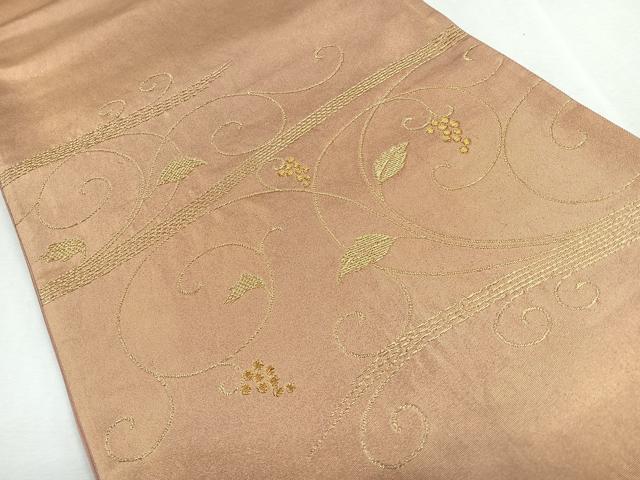 平和屋着物◎太鼓柄袋帯 唐織 葡萄唐草紋 金糸 正絹 逸品 CABJ7730nb
