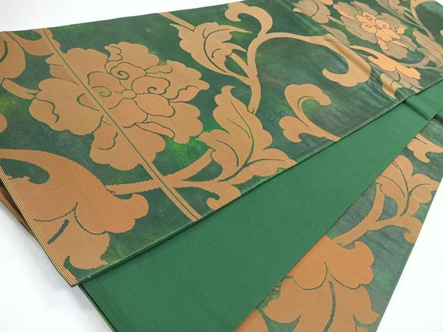 平和屋着物◎六通柄袋帯 花唐草文 引箔 正絹 逸品 CABJ7736nb