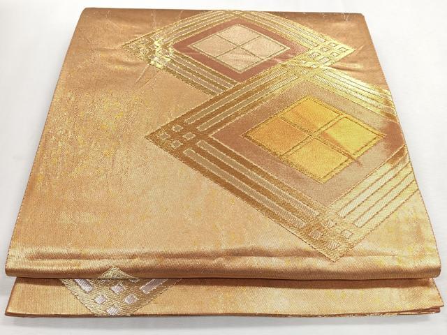 平和屋着物◎六通柄袋帯 菱文 金銀糸 正絹 逸品 CABJ7759nb