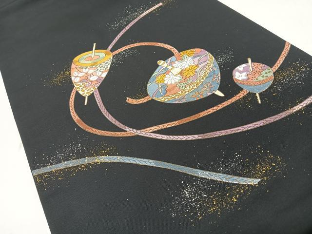 平和屋着物◎九寸名古屋帯 駒刺繍 黒地 金銀彩 CABJ7781nb