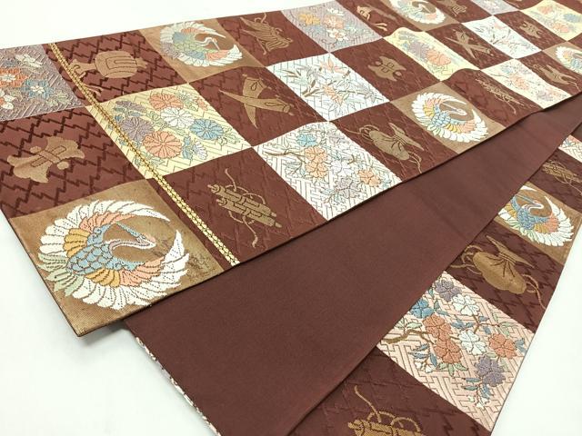平和屋着物◎六通柄袋帯 唐織 能衣 萬葉錦 金糸 正絹 逸品 CABJ7782nb