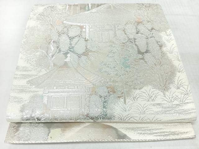 平和屋着物◎六通柄袋帯 古京錦 二重引箔 銀糸 正絹 逸品 CABJ7802nb
