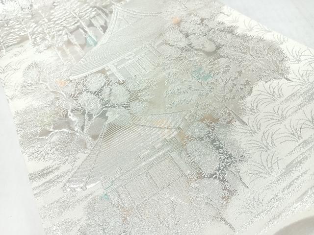 平和屋着物◎六通柄袋帯 古京錦 二重引箔 銀糸 正絹 逸品 CABJ7802nb
