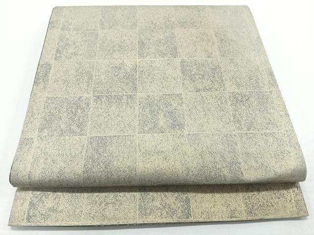 平和屋着物◎両面 六通柄袋帯 市松霞文 金糸 正絹 逸品 CABJ7816nb