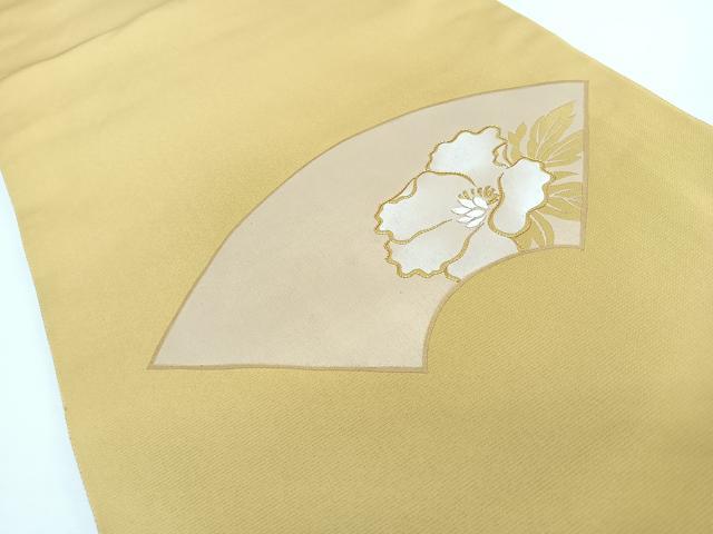 平和屋着物◎太鼓柄袋帯 駒刺繍 地紙草花文 金糸 正絹 逸品 CABJ7822nb