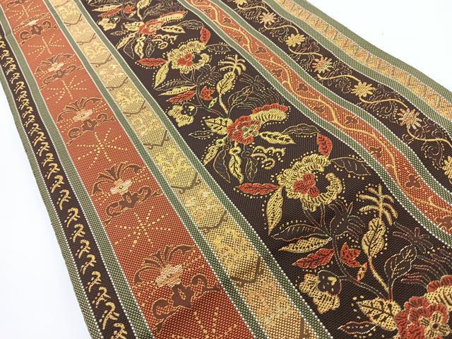 平和屋着物◎本場筑前博多織 八寸名古屋帯 花唐草文 正絹 逸品 CABJ7823nb