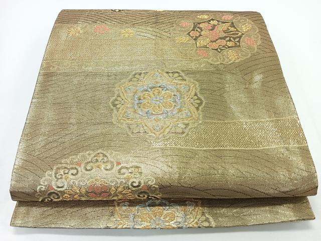 平和屋着物◎佐賀錦 六通柄袋帯 流水正倉院花鳥文 金糸 正絹 逸品 CABJ7831nb