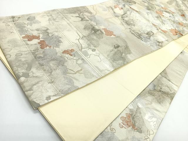 平和屋着物◎六通柄袋帯 葡萄蔦の葉文 金銀糸 正絹 逸品 CABJ7838nb