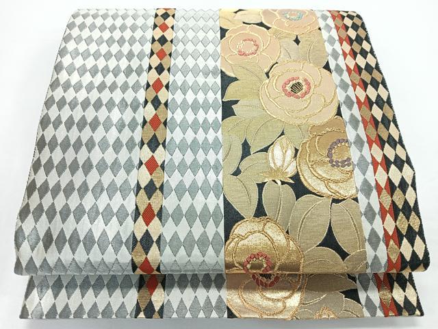 平和屋着物◎六通柄袋帯 唐織 草花文 金糸 正絹 逸品 CABJ7849nb