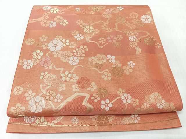 平和屋着物◎六通柄袋帯 桜 金糸 正絹 逸品 CABJ7863nb