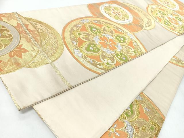平和屋着物◎六通柄袋帯 更紗花文 金銀糸 正絹 逸品 CABJ7872nb