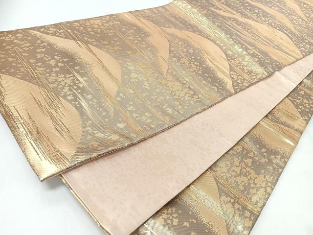 平和屋着物◎六通柄袋帯 遠山文 金糸 正絹 逸品 CABJ7876nb