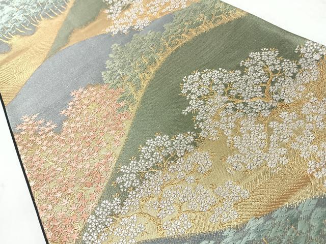 平和屋着物◎六通柄袋帯 唐織 樹林風景文 金糸 正絹 逸品 CABJ7886nb