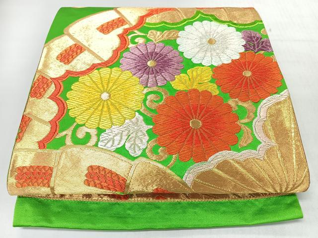 平和屋着物◎六通柄袋帯 唐織 檜扇花唐草文 金糸 正絹 逸品 未使用 CABJ7887nb