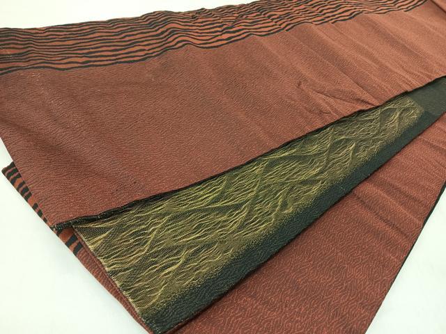 平和屋着物◎両面 六通柄袋帯 幾何学文 金糸 やまと誂製 正絹 逸品 CABJ7910nb