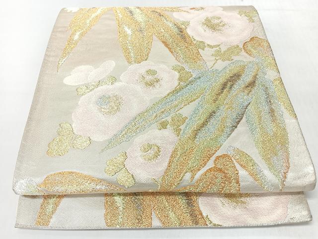 平和屋着物◎六通柄袋帯 草花文 金銀糸 正絹 逸品 CABJ7924nb