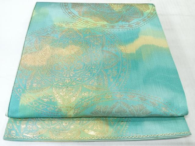 平和屋着物◎六通柄袋帯 更紗花丸文 金糸 正絹 逸品 CABJ7926nb