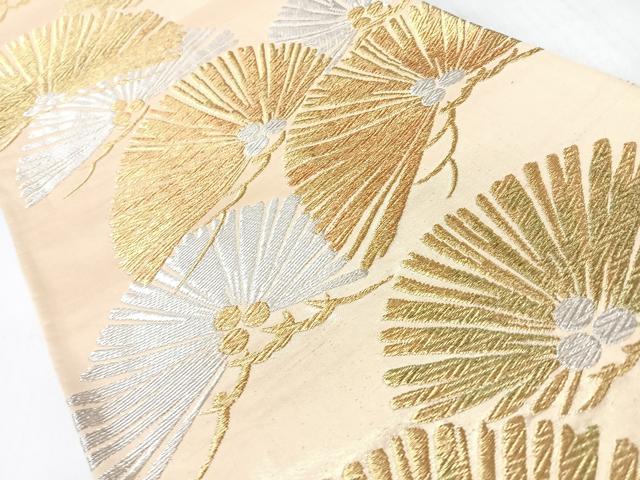 平和屋着物◎六通柄袋帯 松 金銀糸 正絹 逸品 CABJ7929nb