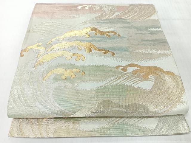 平和屋着物◎六通柄袋帯 立波文 金銀糸 正絹 逸品 CABJ7932nb