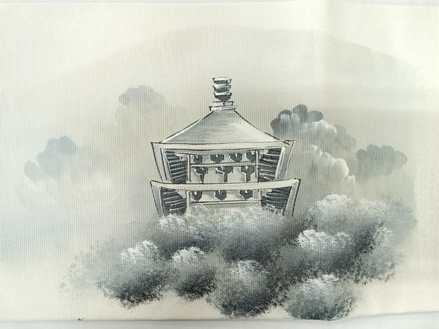 平和屋着物◎九寸名古屋帯 作家物 風景文 正絹 逸品 CABJ7945nb