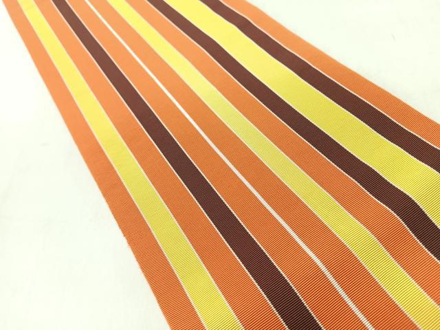 平和屋着物◎本場筑前博多織 半幅帯 間道 証紙付き 正絹 逸品 CABJ7946nb