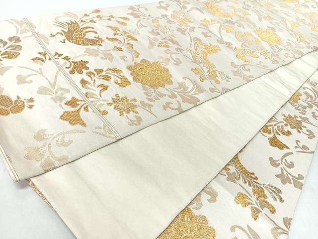 平和屋着物◎六通柄袋帯 花鳥文 金糸 正絹 逸品 CABJ7950nb