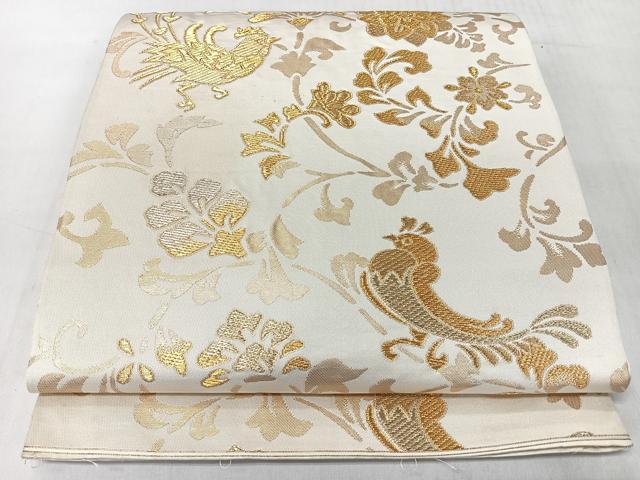 平和屋着物◎六通柄袋帯 花鳥文 金糸 正絹 逸品 CABJ7950nb
