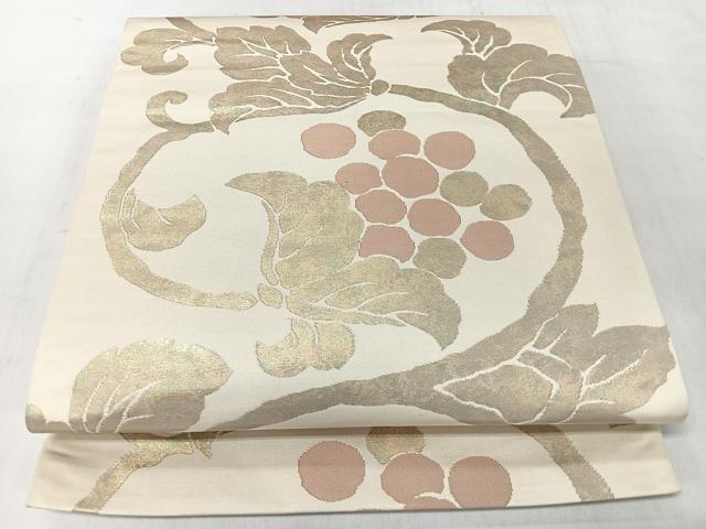 平和屋着物◎六通柄袋帯 葡萄蔦の葉文 金糸 正絹 逸品 CABJ7955nb
