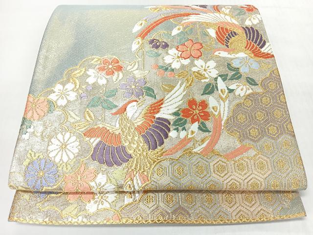 平和屋着物◎六通柄袋帯 唐織 花鳥舞蝶文 金銀糸 正絹 逸品 CABJ7979nb