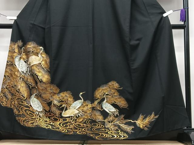 平和屋着物■豪華黒留袖 群鶴松葉文 金銀彩 正絹 逸品 CABJ8002xe