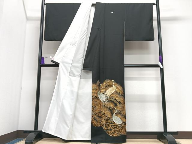 平和屋着物■豪華黒留袖 群鶴松葉文 金銀彩 正絹 逸品 CABJ8002xe