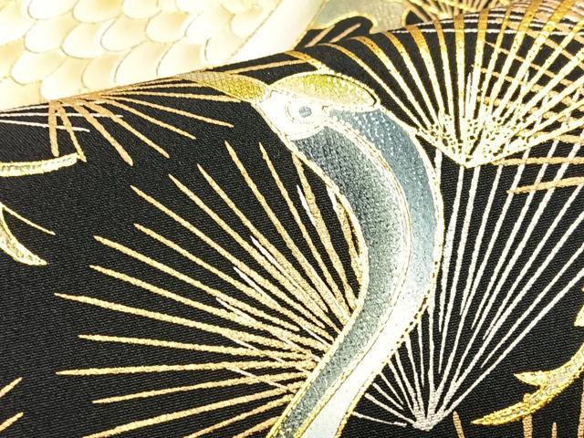 平和屋着物■豪華黒留袖 群鶴松葉文 金銀彩 正絹 逸品 CABJ8002xe