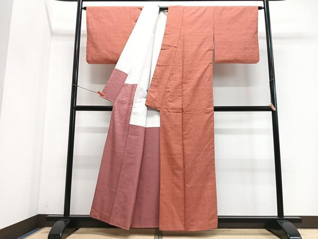 平和屋着物■上質な紬 黄丹色 正絹 逸品 CABJ8013xe