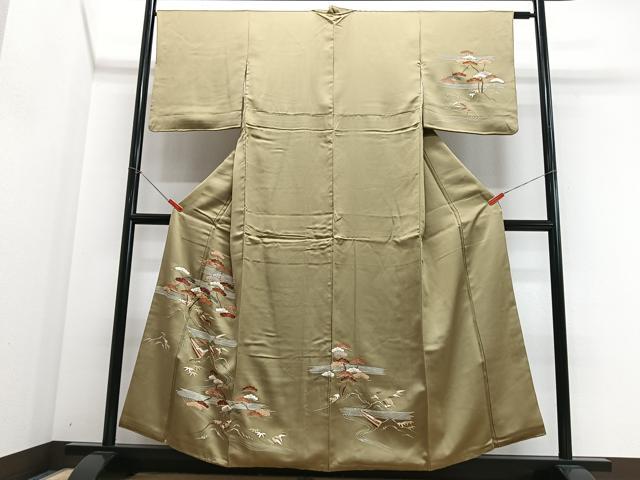 平和屋着物■訪問着 駒刺繍 風景笠松文 金彩 正絹 逸品 CABJ8017xe