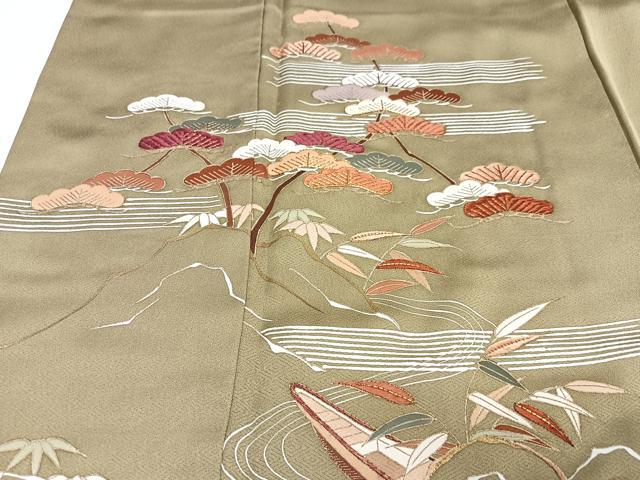 平和屋着物■訪問着 駒刺繍 風景笠松文 金彩 正絹 逸品 CABJ8017xe